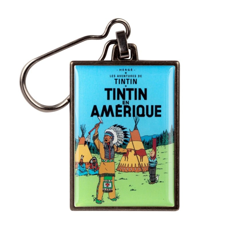 Figurine porte-clé métal Tintin - Couverture T03 En Amérique couleurs