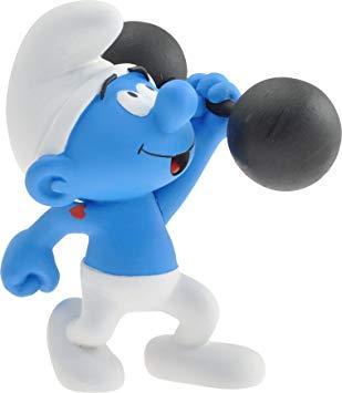 Figurine résine Les Schtroumpfs - Le schtroumpf costaud aux haltères (Collectoys)