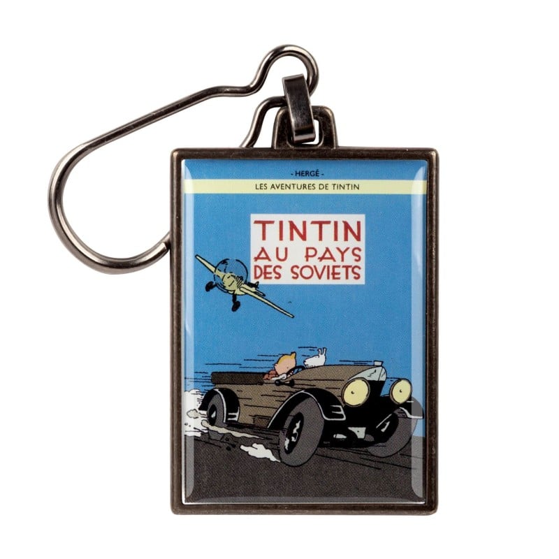 Figurine porte-clé métal Tintin - Couverture T01 Au pays des Soviets N/B colorisée