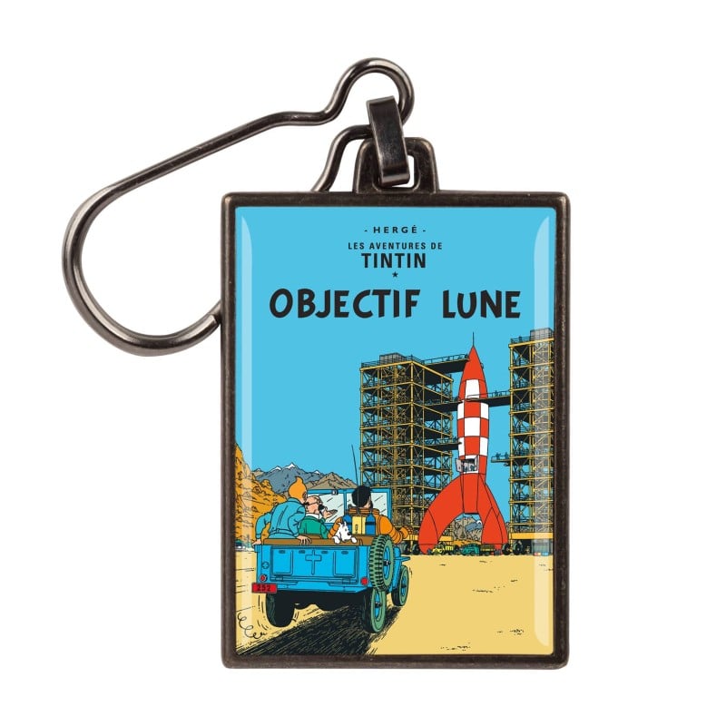 Figurine porte-clé métal Tintin - Couverture T16 Objectif lune